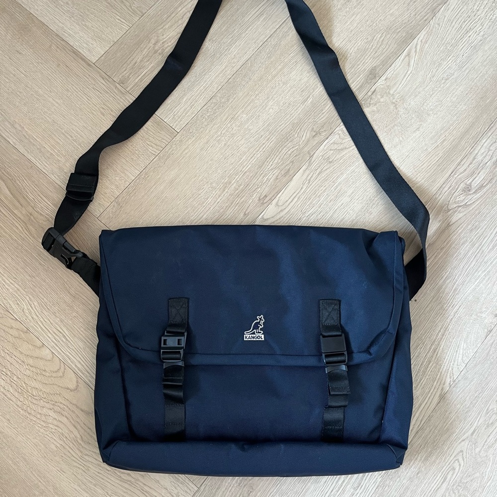 Kangol Blue and Black Messenger Bag with Adjustable Strap